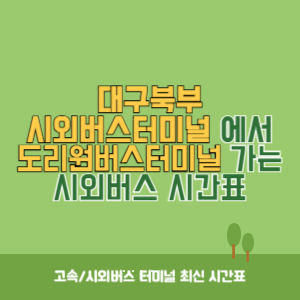 대구북부시외버스터미널에서 도리원버스터미널 가는 시외버스 시간표 최신정보