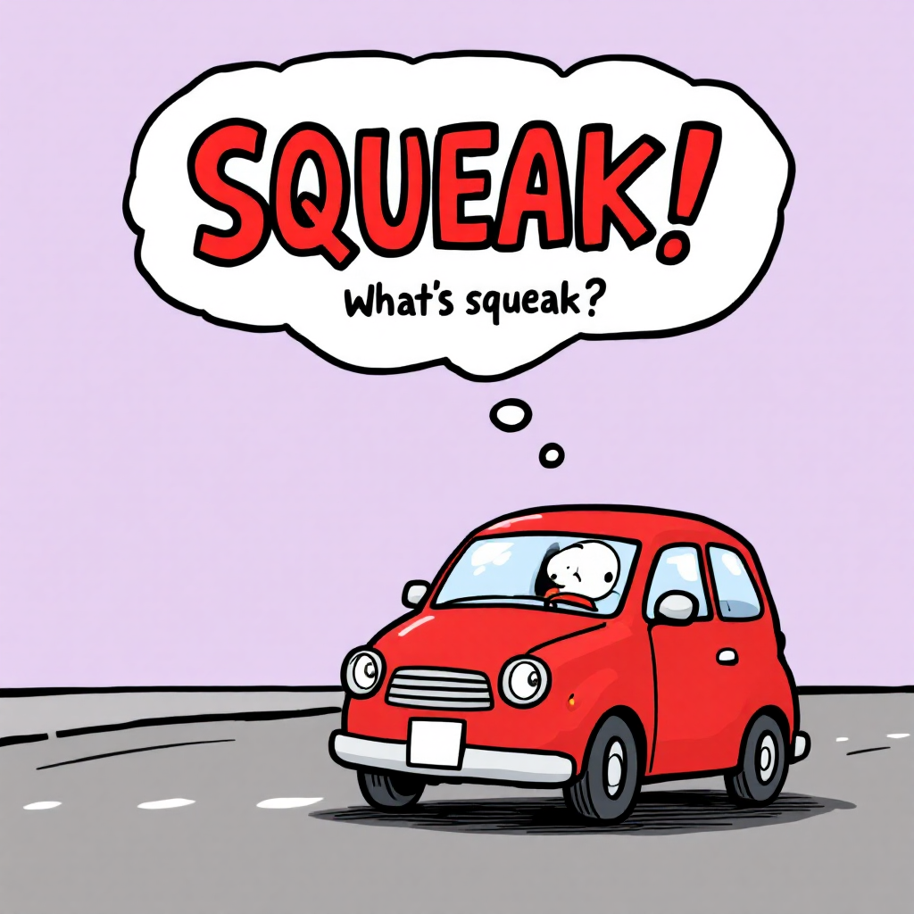 차에서 나는 끼익 소리를 보여주는 썸네일 이미지