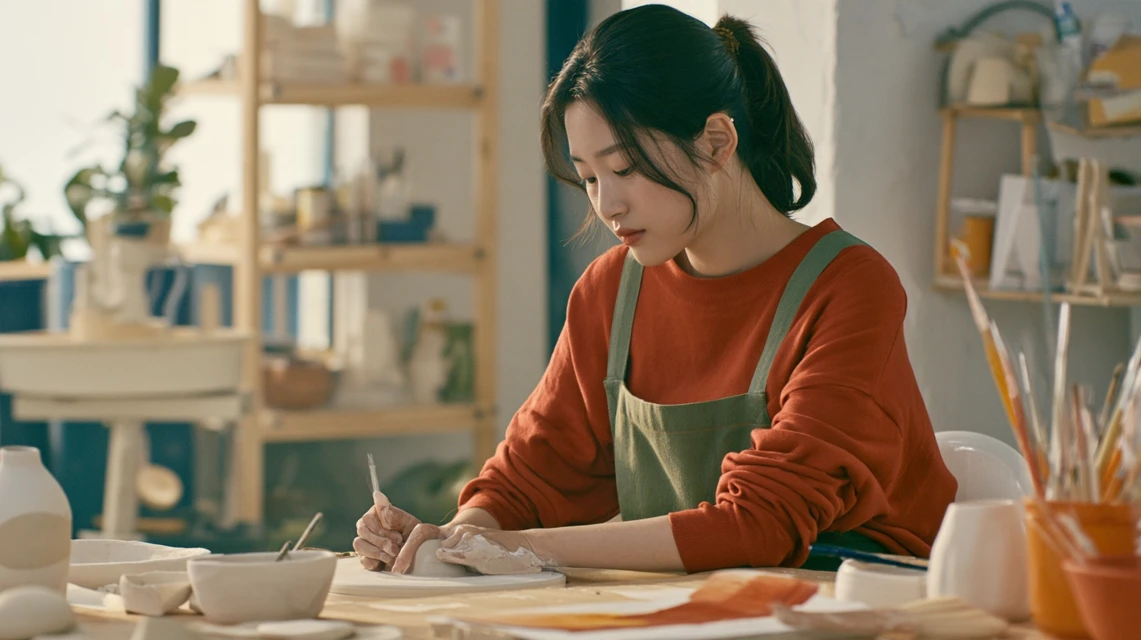 새로운 취미를 처음 체험해보며 어색해하는 모습