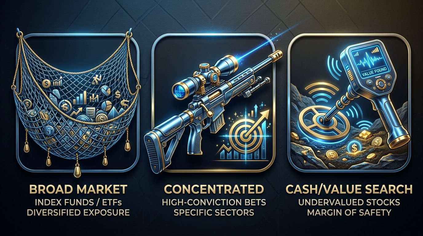 그물(KoAct), 저격총(RISE), 현금 탐지기(TIGER)를 형상화한 운용 전략 그래픽