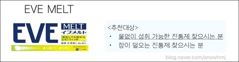 EVE진통제 성분 효능 종류