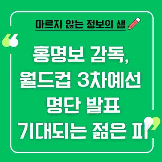 홍명보 감독, 월드컵 3차예선 명단 발표: 기대되는 젊은 피