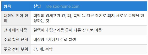 대장암 전이의 정의와 메커니즘