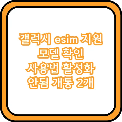 갤럭시 esim 사용법