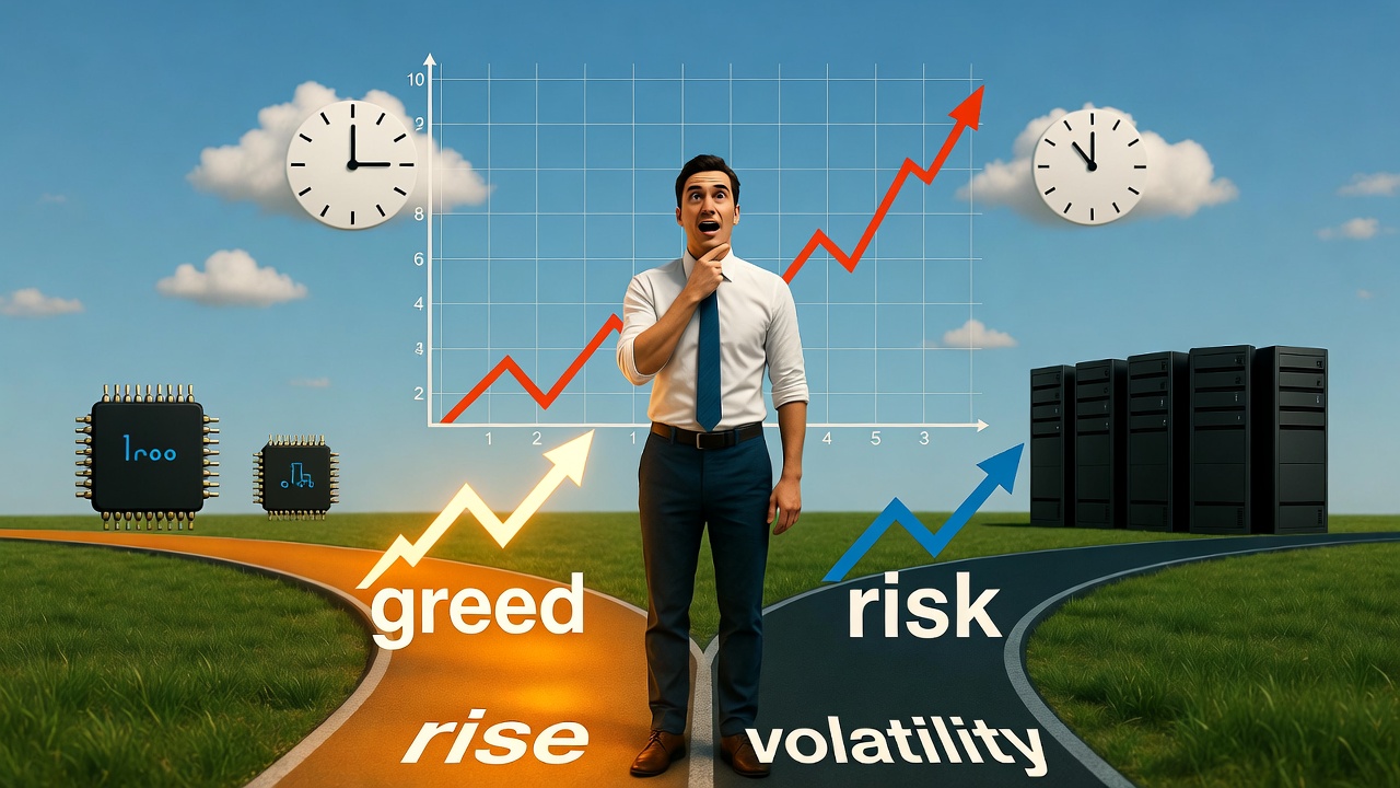 급등장 속 고민하는 투자자