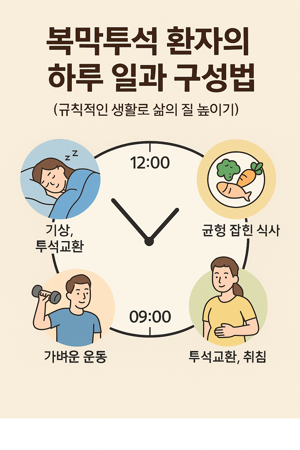 복막투석 환자의 하루 일과 구성법: 규칙적인 생활로 삶의 질 높이기