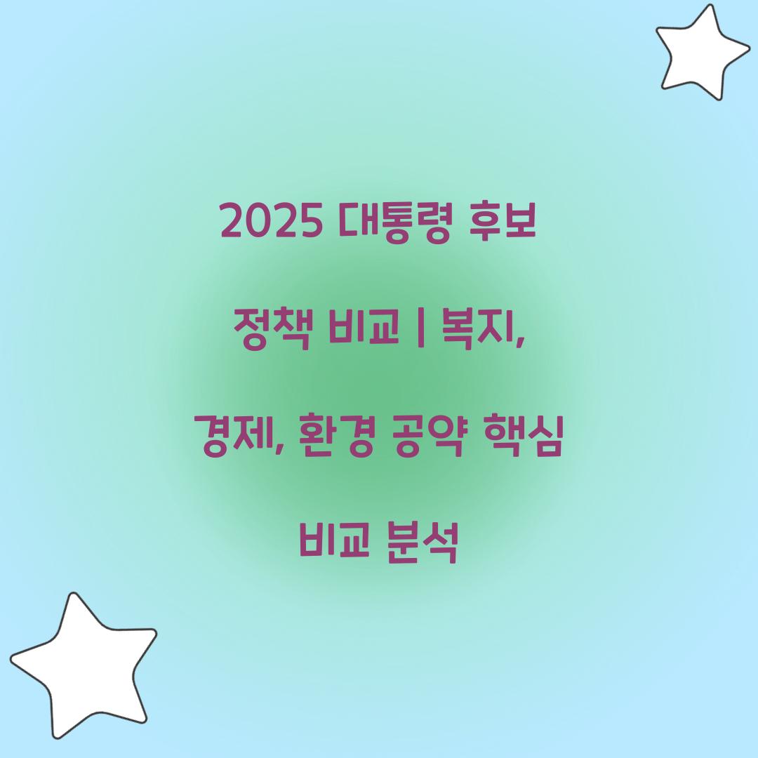 2025 대통령 후보 정책 비교