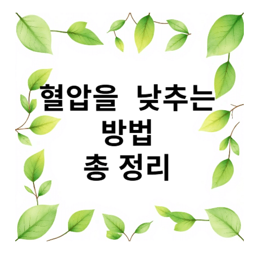 혈압 낮추는 법