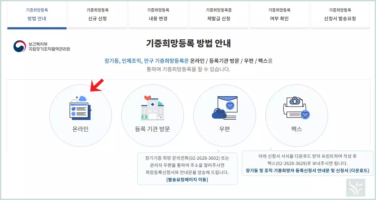 장기기증 희망등록 방법