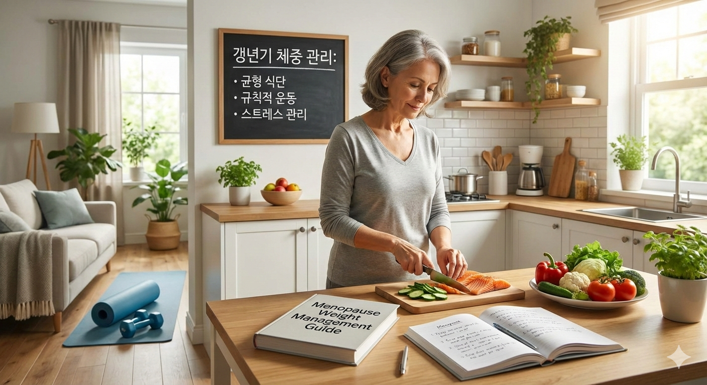 갱년기 중년을 위한 체중 관리 포스터