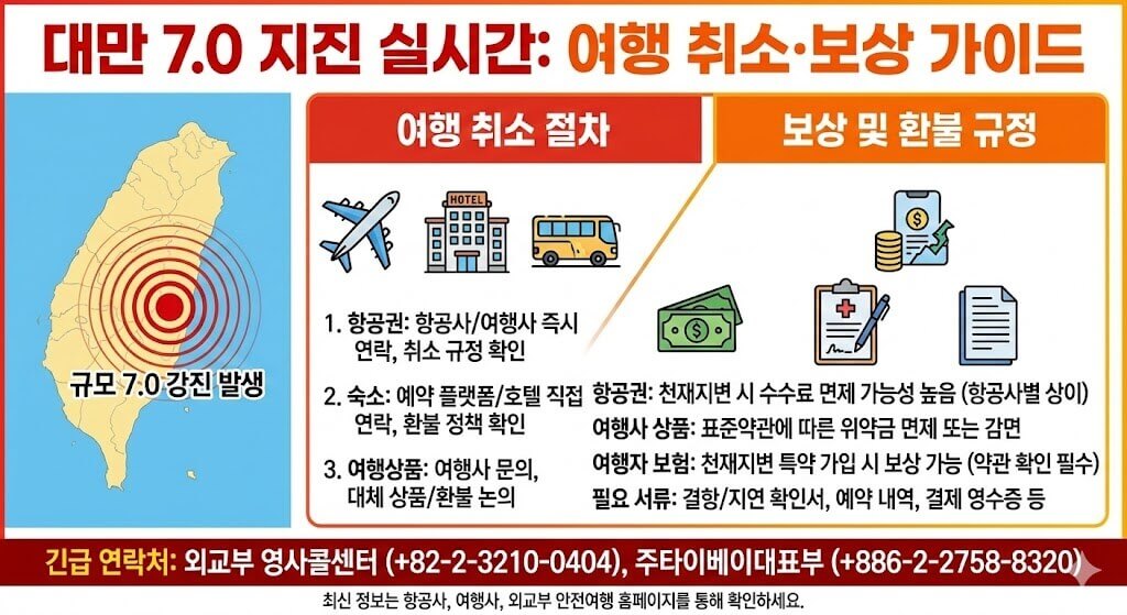 대만 7.0 지진 실시간: 여행 취소&middot;보상 가이드