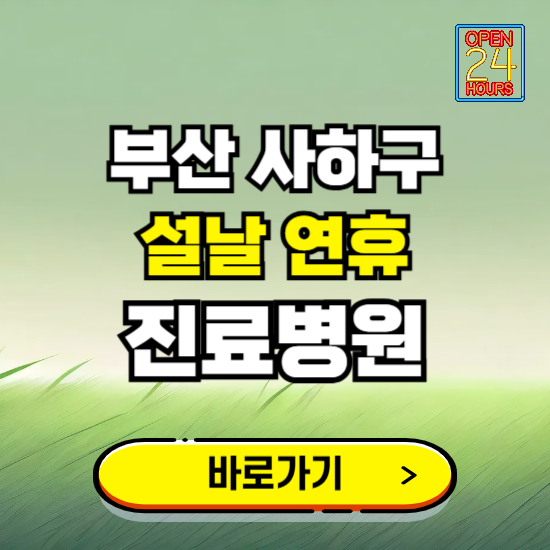 부산 사하구 설날 연휴 진료병원 찾기 ❘ 24시 응급 야간 심야 문여는 병원