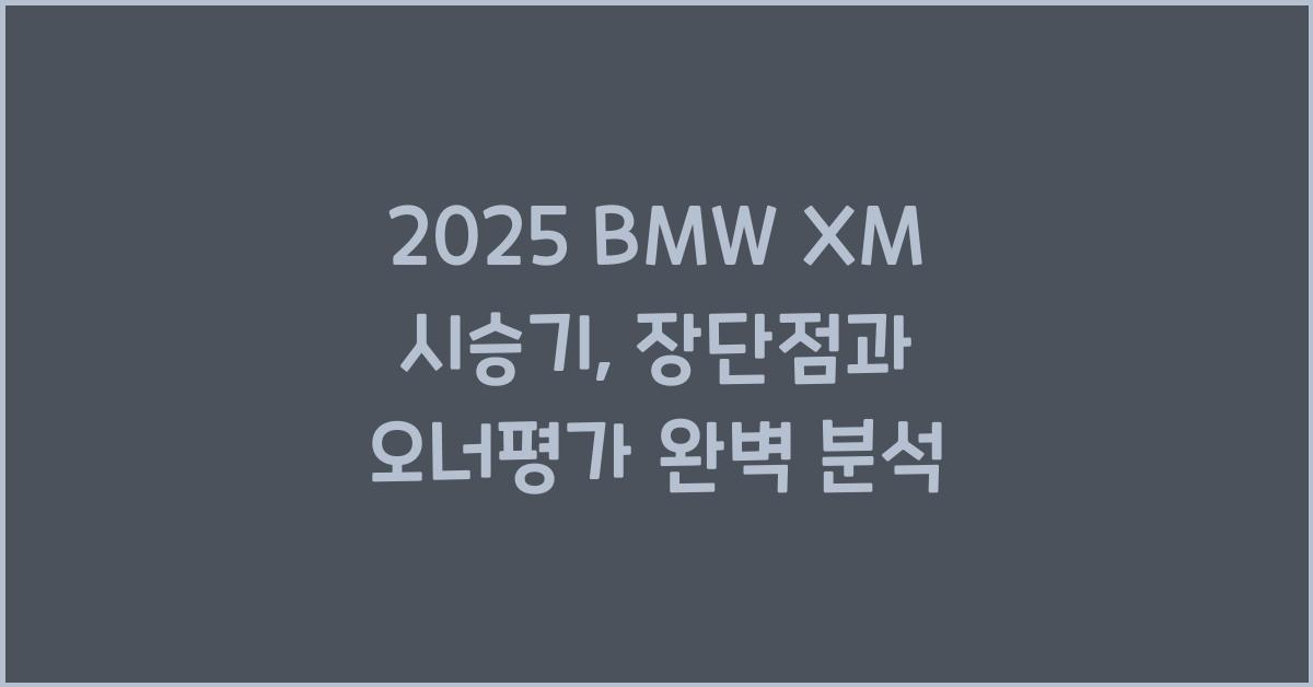 2025 BMW XM 시승기 제원 연비 장단점 유지비 오너평가
