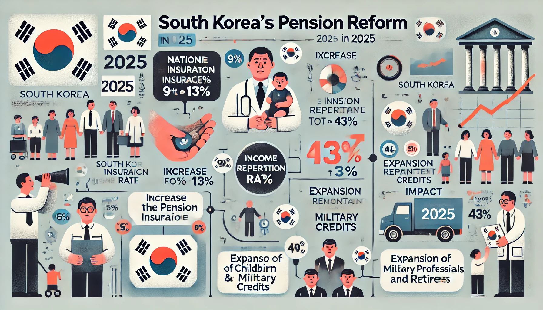 국민연금 개혁안의 핵심 내용을 시각적으로 정리한 이미지