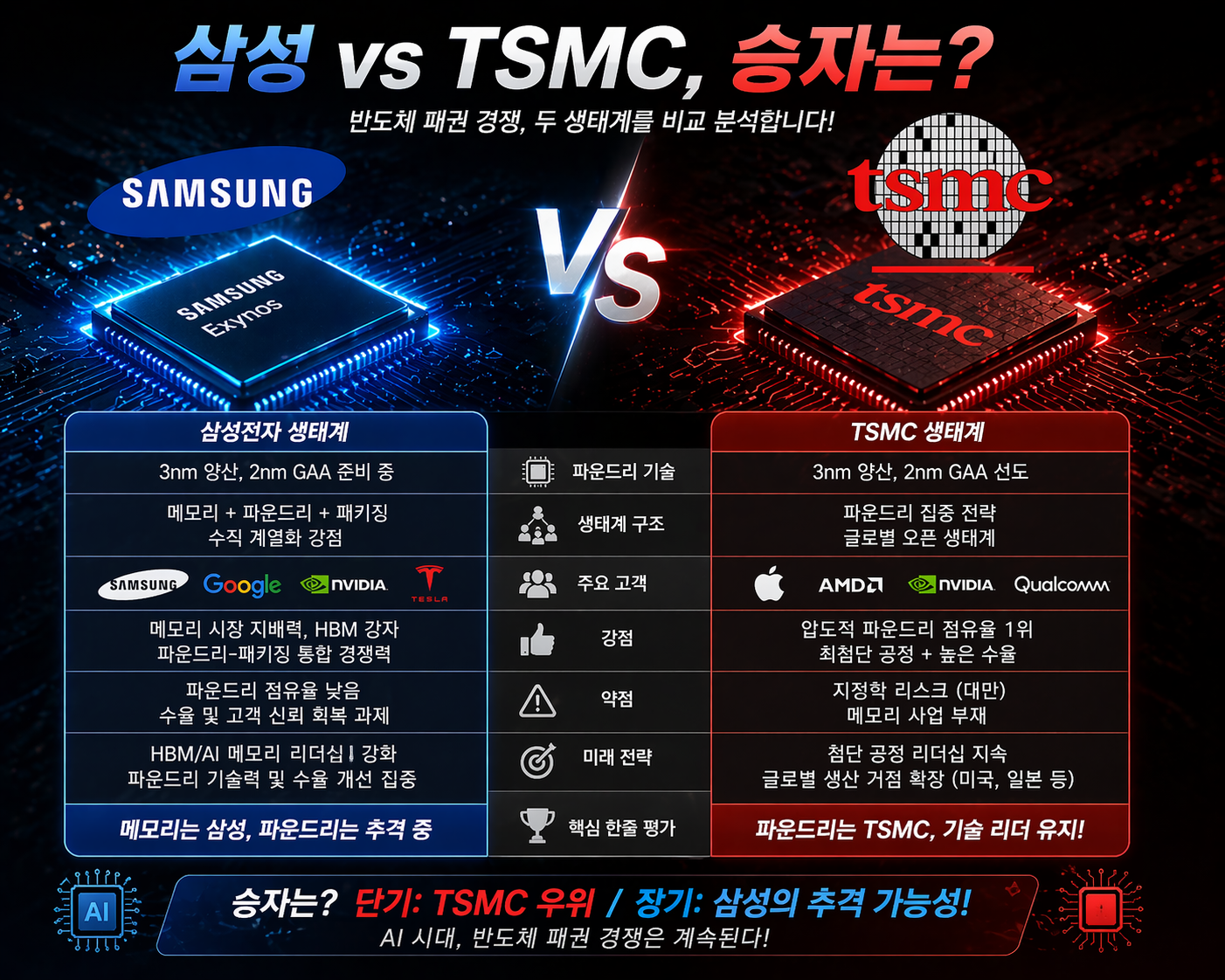 삼성 vsTSMC 반도체 생태계 비교 이미지