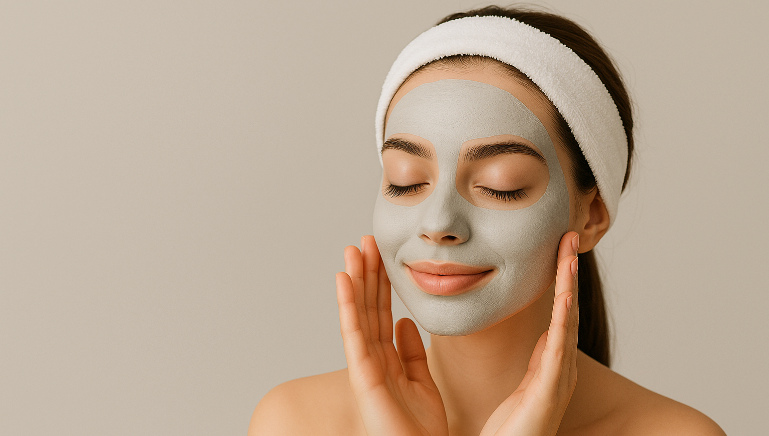 모공 정화에 효과적인 클레이 마스크를 바른 여성의 모습