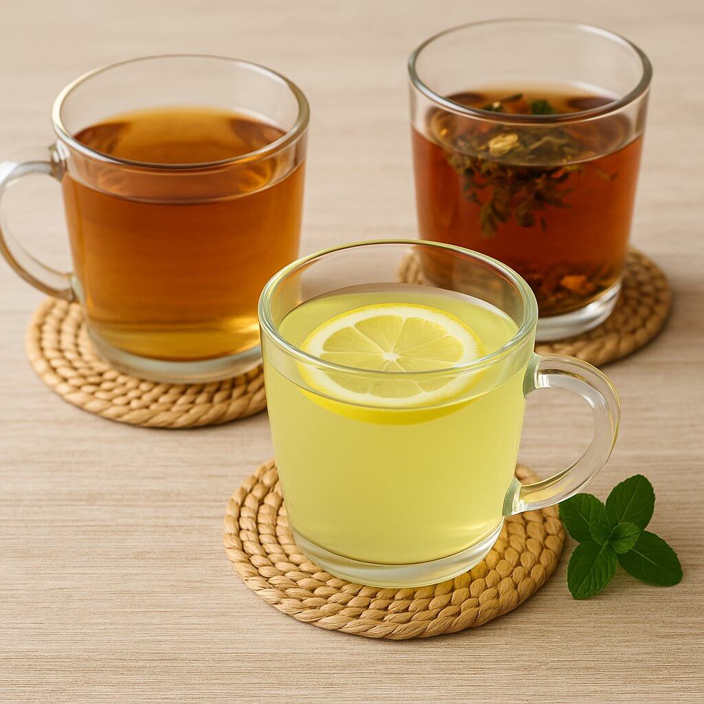 수분 보충에 좋은 중년 맞춤 건강 음료-보리차, 허브차, 레몬수