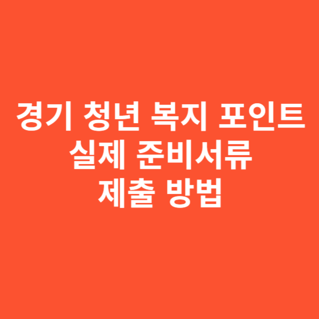 경기 청년 복지 포인트, 실제 준비서류와 제출 방법 경험담