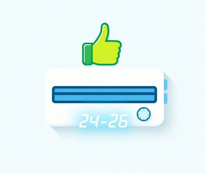 냉방병 예방을 위해 에어컨 온도가 24도~26도로 설정되어 있습니다.