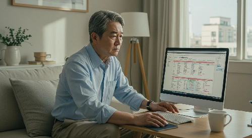 건강보험 임의계속가입 신청으로 심란한 표정의 60대 남자