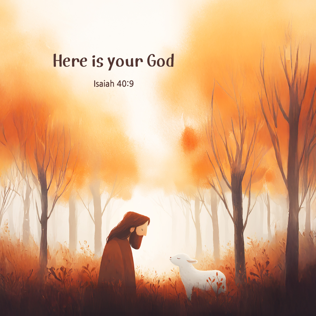 Here is your God. (Isaiah 40:9) by pieonane Daily Bible quote image