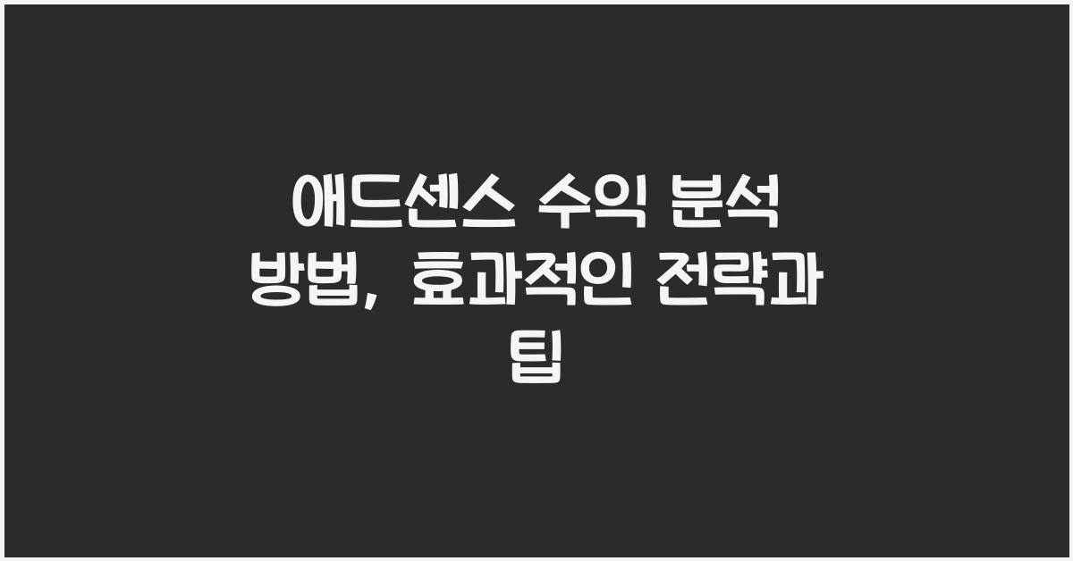 애드센스 수익 분석 방법