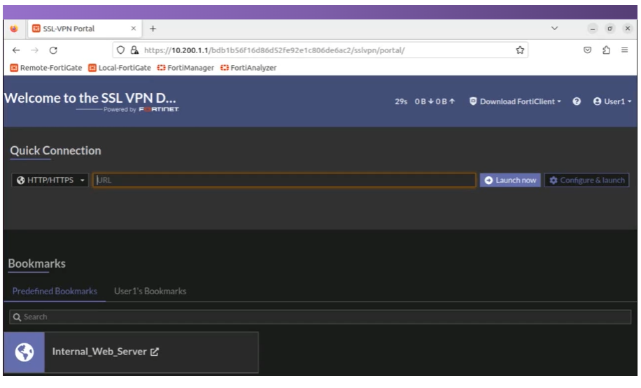 인터넷 브라우저를 통한 SSL VPN 연결 테스트