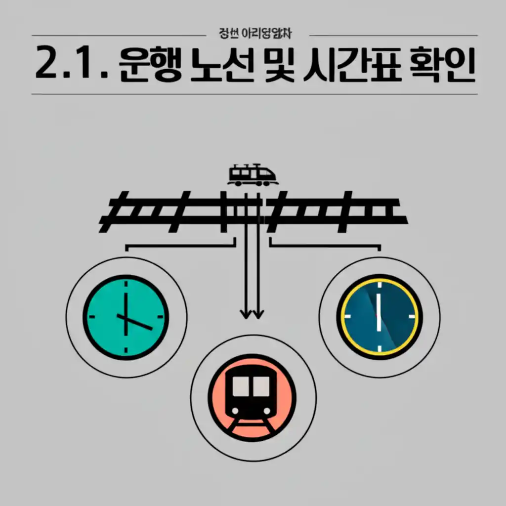 정선 아리랑열차의 운행 노선 지도와 주요 역별 시간표 정보.