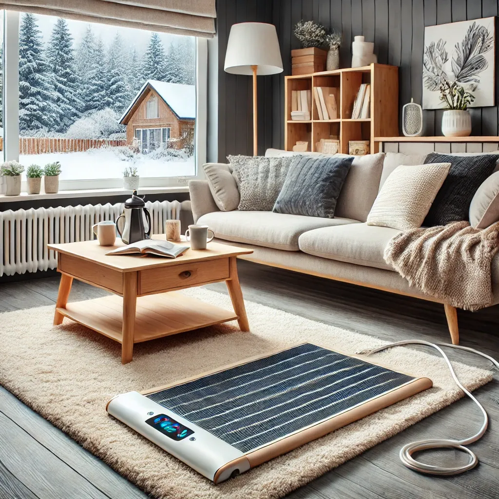 가족이 모이기 좋은 겨울 거실과 중앙에 놓인 난방 매트