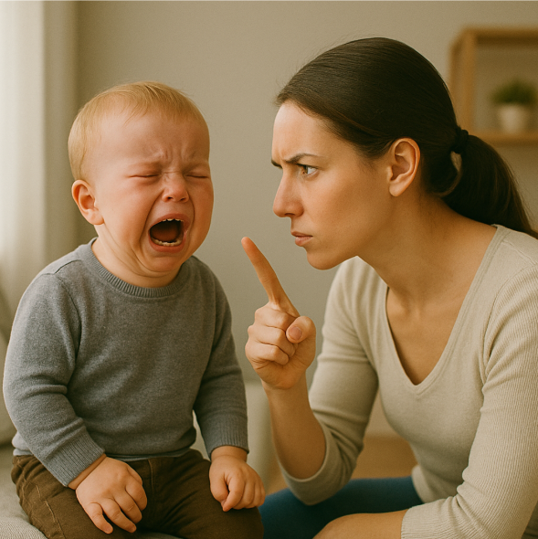아기 훈육하는 사진