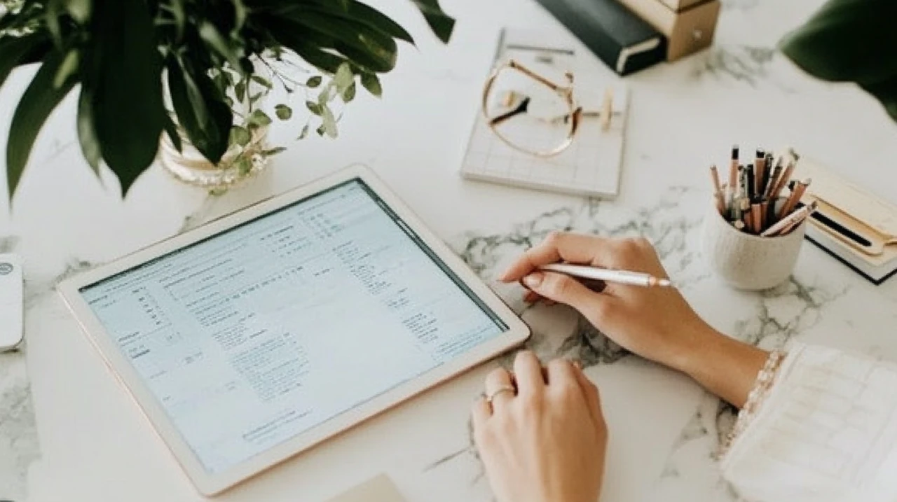 ETF 추적 오차 및 괴리율을 상세하게 분석하는 투자자가 디지털 기기로 지표를 확인 중, ETF 데이터 분석과 투자 성과 평가를 위한 참고 자료 시각화