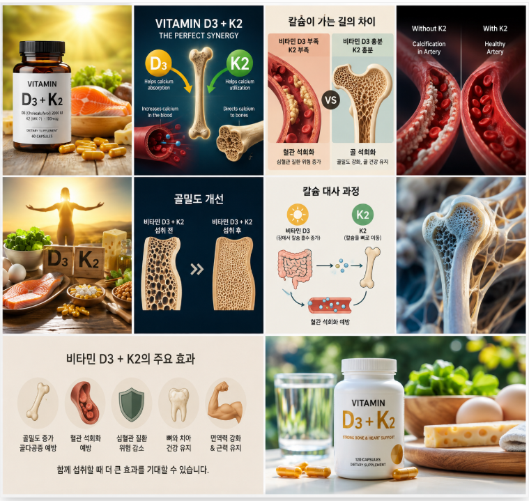 비타민 D3와 K2 (칼슘 석회화, 혈관 석회화, 골밀도)