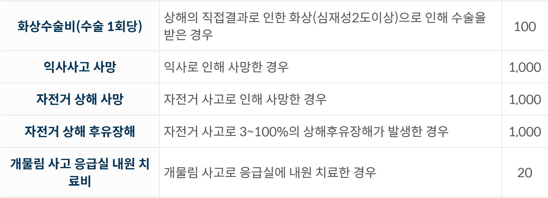 시민안전보험 보상내용
