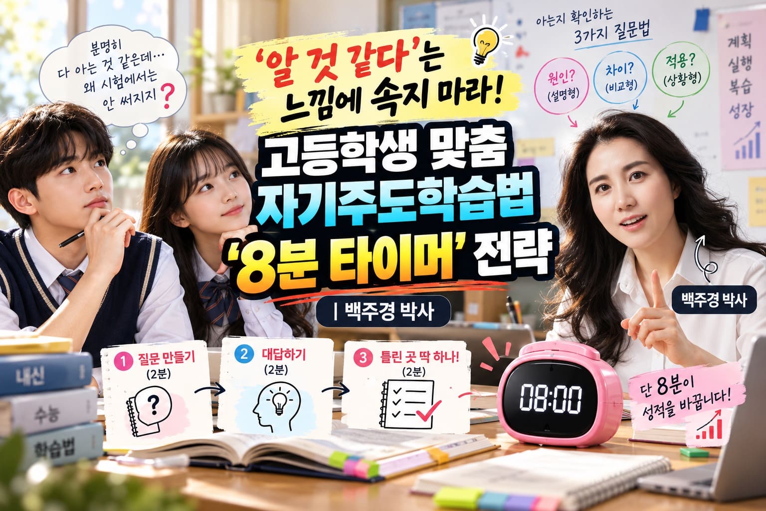 '알 것 같다'는 느낌에 속지 마라! 고등학생 맞춤 자기주도학습법 '8분 타이머' 전략 ❘ 백주경 박사