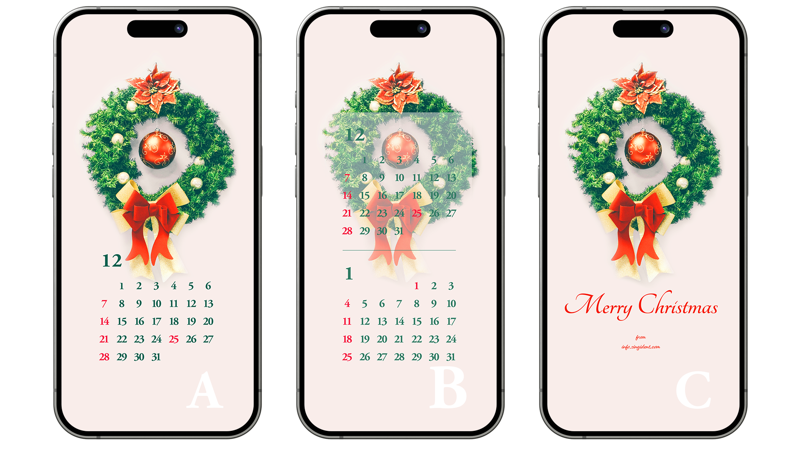 01 크리스마스 리스 ABC - 2025년12월 아이폰배경화면