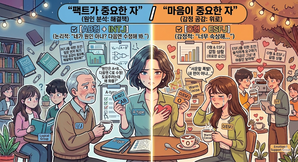 [AB형 + INTJ] vs [O형 + ESFJ]