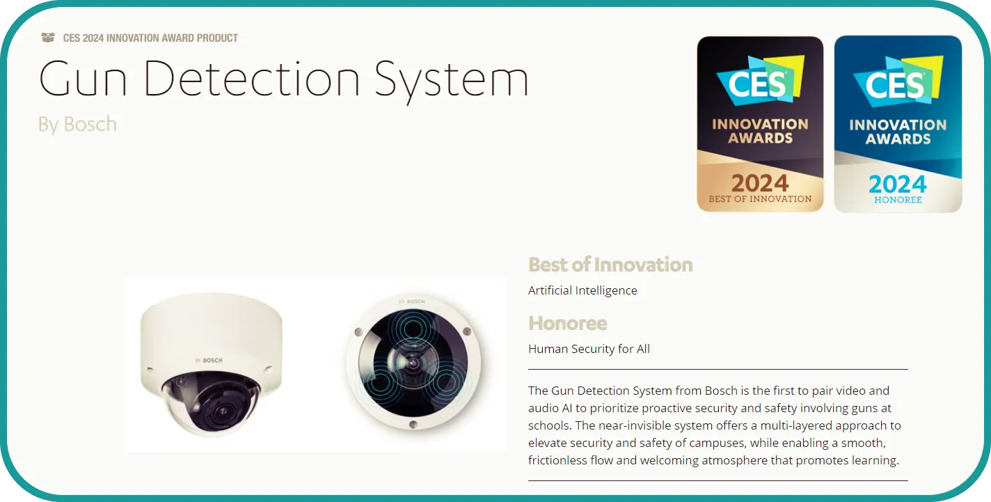 Bosch - 총기 감지 시스템 CES 2024최고혁신상