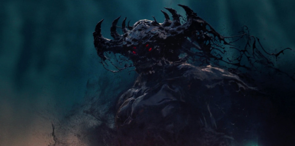 검은색에 뿔달린 악마의 모습