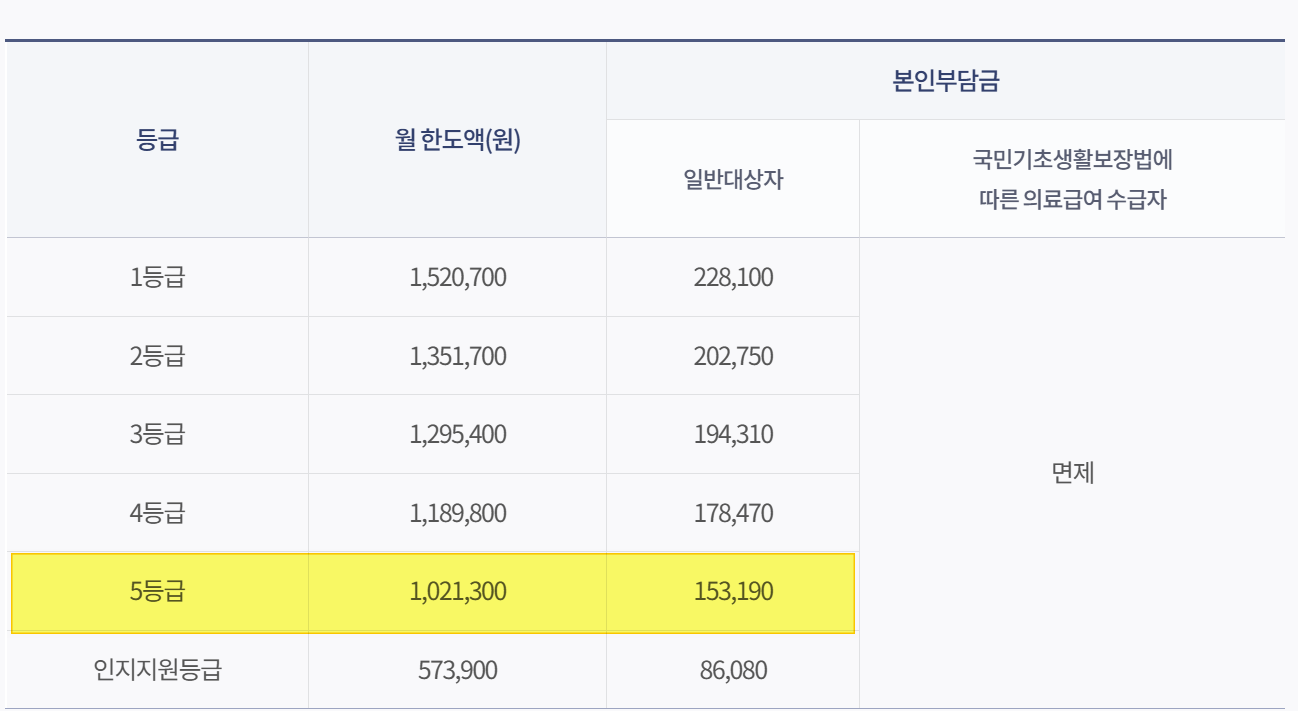 2025년 기준 5등급 혜택 (돌봄과 지원의 범위)