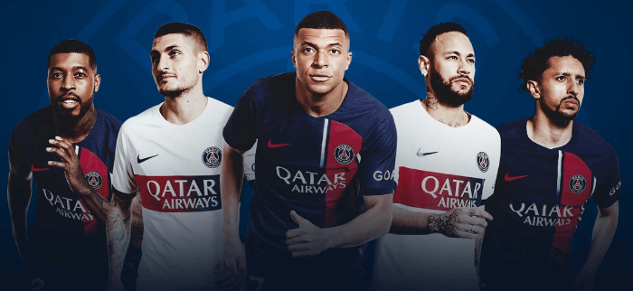 PSG 홈페이지 이강인과 함께 뛰는 선수 사진 이미지입니다.