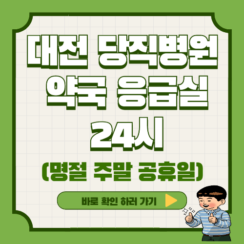 대전 당직병원 약국 응급실 24시 (명절 주말 공휴일)
