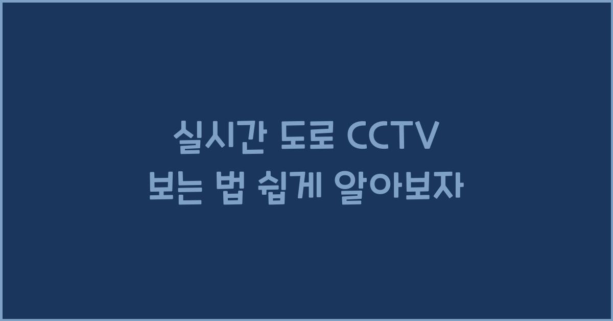 실시간 도로 cctv 보는 법