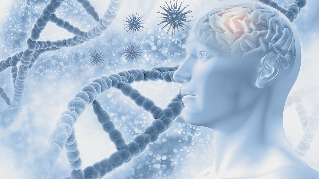 하늘색 톤의 인간의 세포를 표현하는 배경의 사진