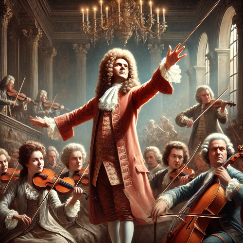 '사계' 초연을 지휘하는 안토니오 비발디의 모습