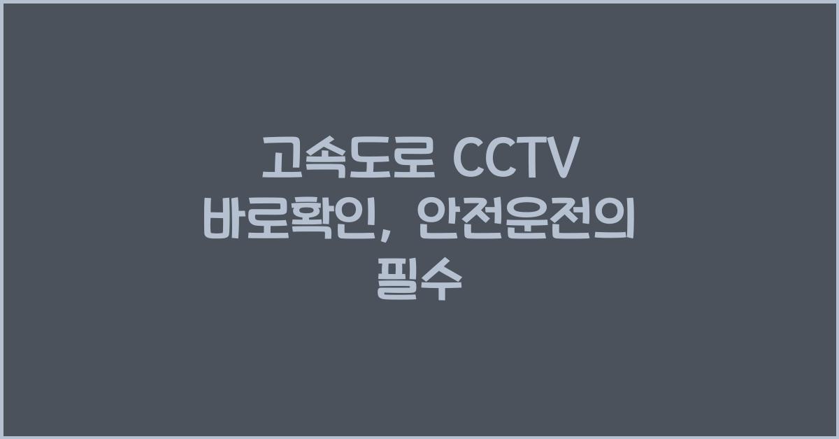 고속도로 cctv 바로확인