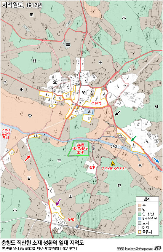 충청도 직산현(稷山縣) 성환역(成歡驛) 일대 지도