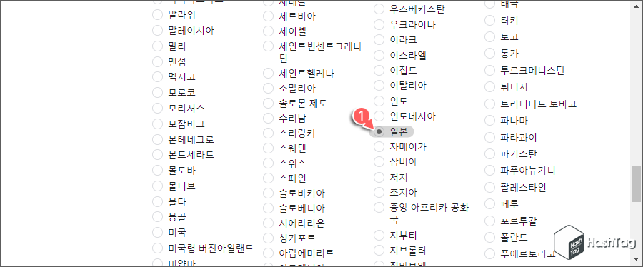 우회 국가 선택