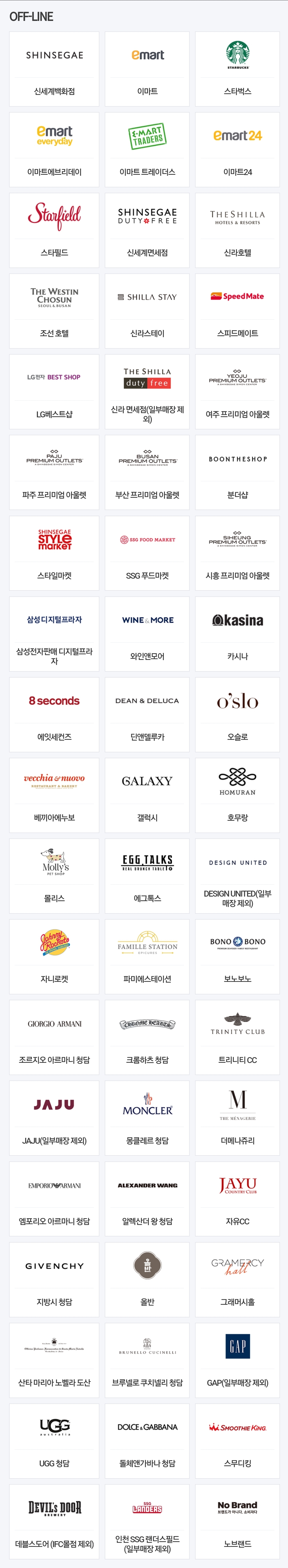 SSG PAY 오프라인 사용처 출처 SSG 페이 홈페이지