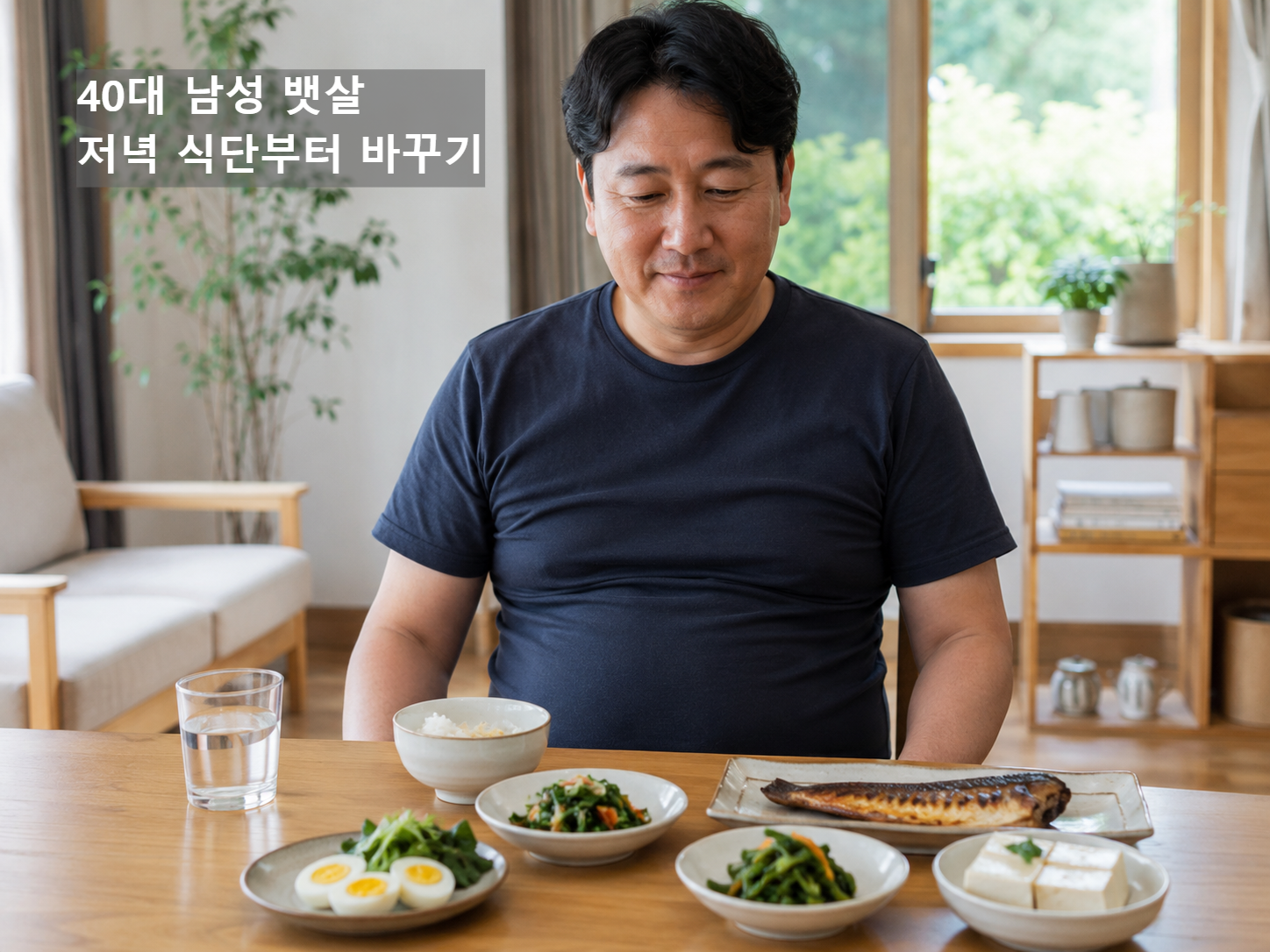 40대 남성 뱃살 빼는 저녁 식단을 보여주는 이미지