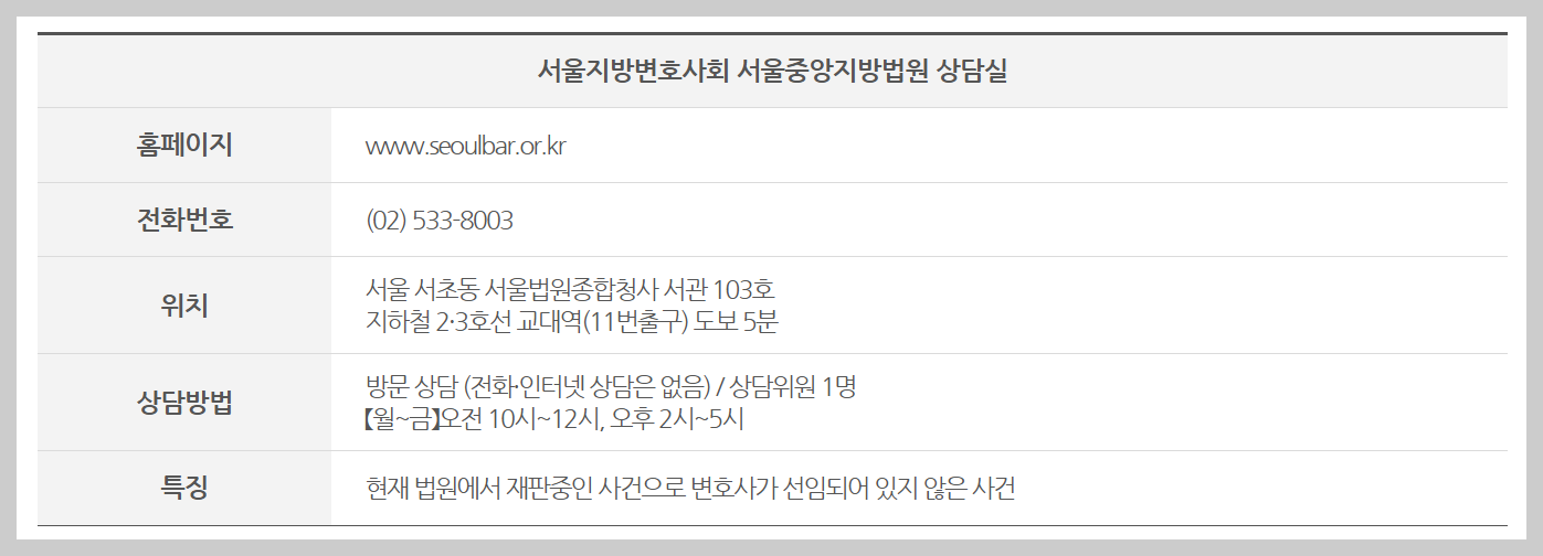 서울지방변호사회 무료법률상담